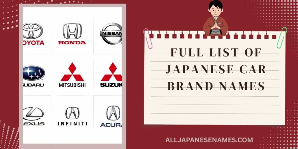 Full List of Japanese Car Brand Names