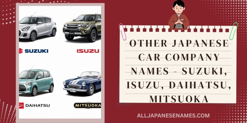 Other Japanese Car Company Names - Suzuki, Isuzu, Daihatsu, Mitsuoka